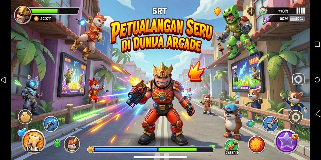 Tampilan gameplay seru dalam 5RT dengan level yang penuh tantangan.