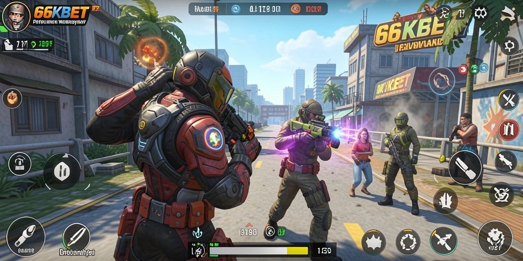 Screenshot gameplay 66KBET yang menampilkan aksi seru dalam TPS.