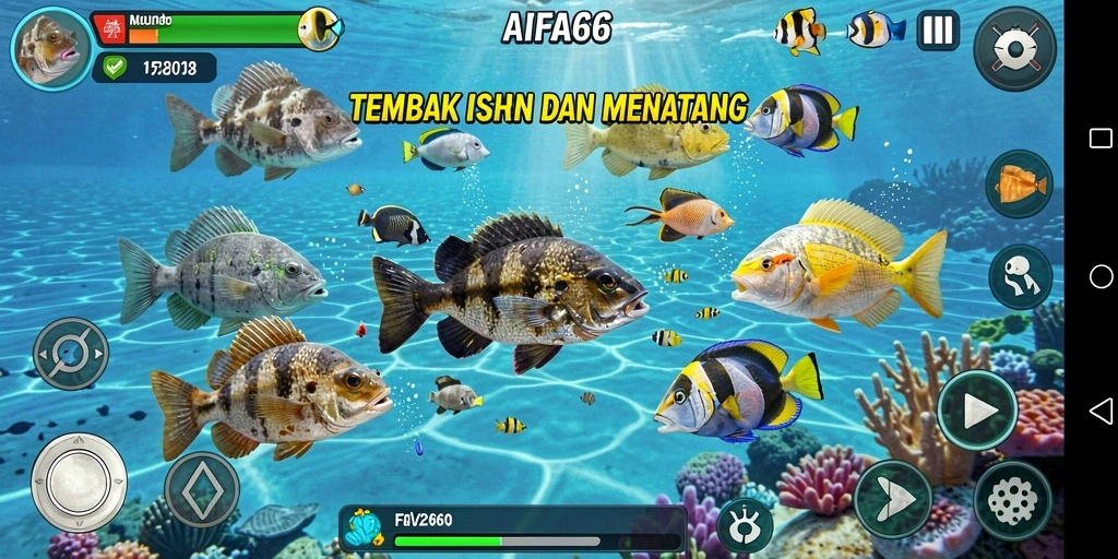 Screenshot utama AIFA66 menampilkan gameplay seru Tembak Ikan.