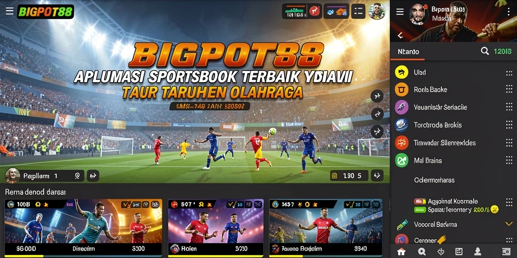 Screenshot gameplay BIGPOT88 menampilkan berbagai pilihan taruhan olahraga.