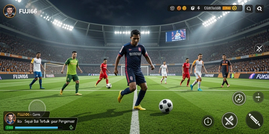 Tampilan gameplay FUJI66 yang memukau dan seru dalam pertandingan sepak bola.