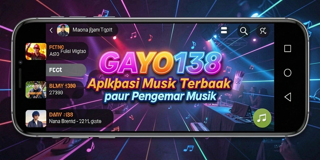 Tampilan screenshot GAYO138 menunjukkan antarmuka aplikasi musik yang modern dan menarik.
