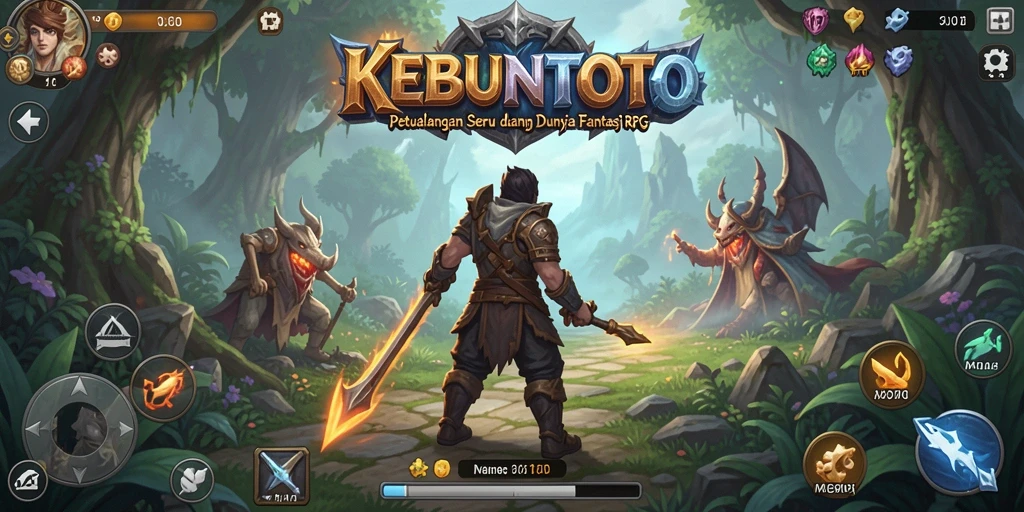 Tampilan gameplay KEBUNTOTO dengan petualangan seru dan karakter unik.