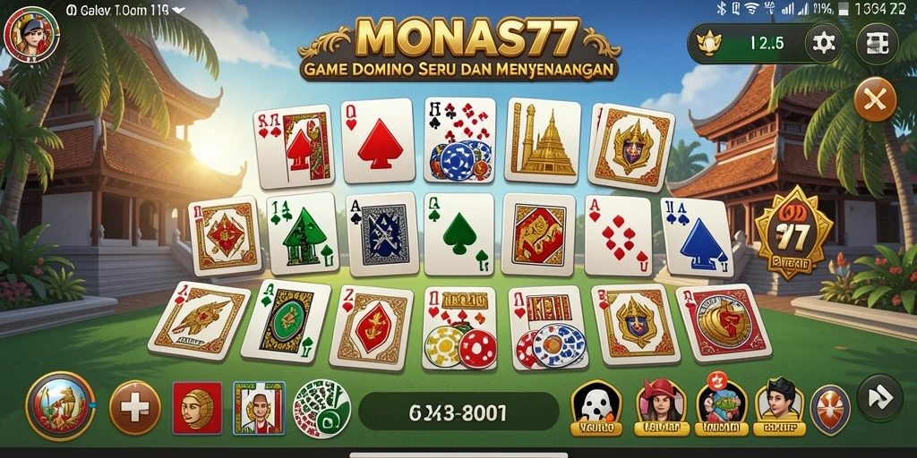 Tangkapan layar utama MONAS77 menampilkan aksi seru permainan Domino.