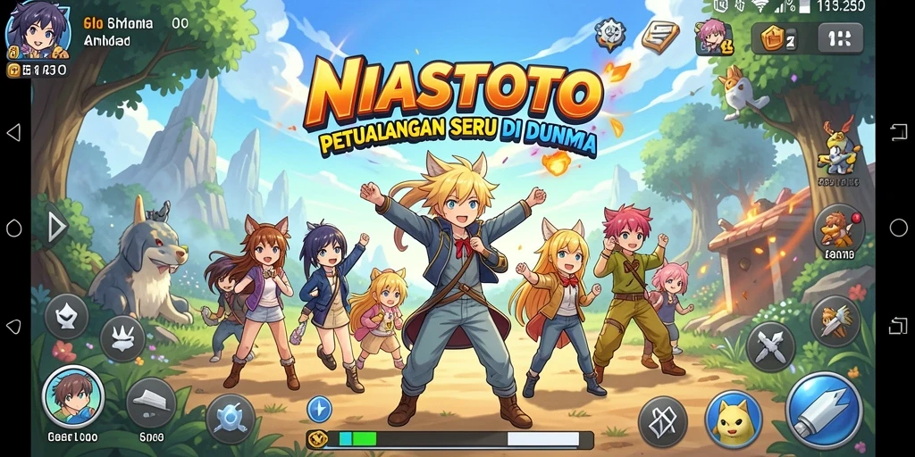 Tangkapan layar gameplay NIASTOTO menampilkan aksi karakter anime yang dinamis.