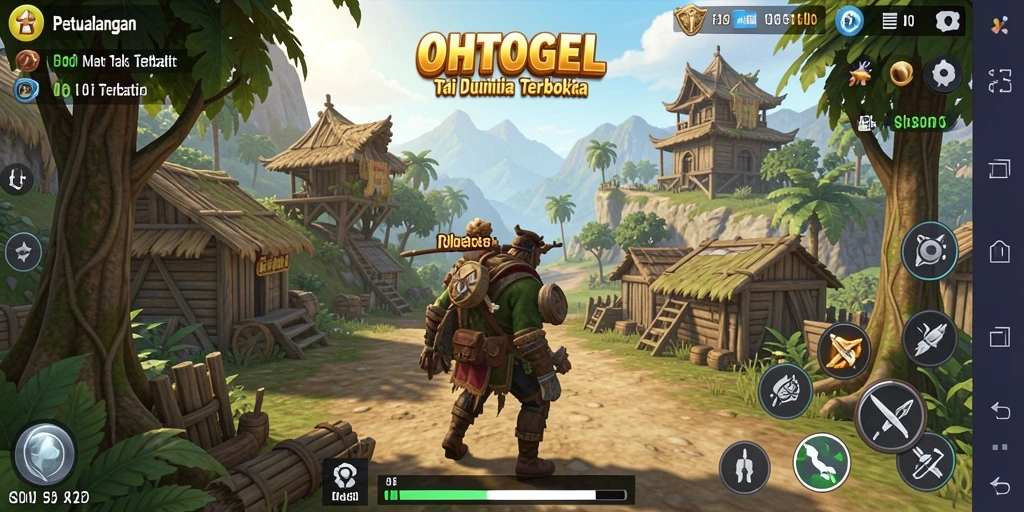 Screenshot gameplay OHTOGEL yang menggambarkan petualangan seru di dunia terbuka.