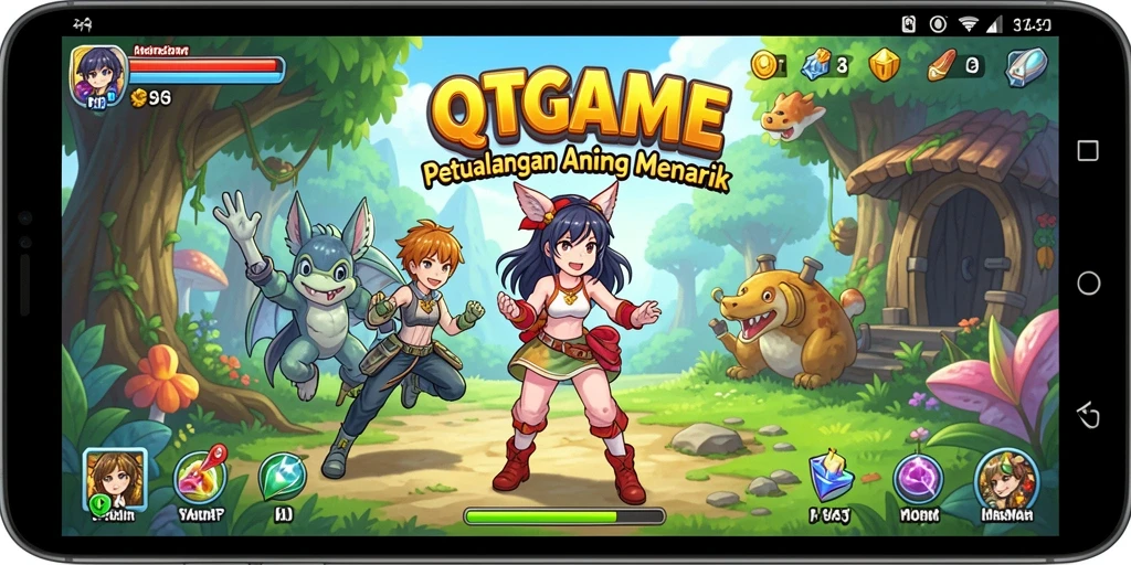 Tampilan gameplay QTGAME menampilkan aksi seru karakter anime.