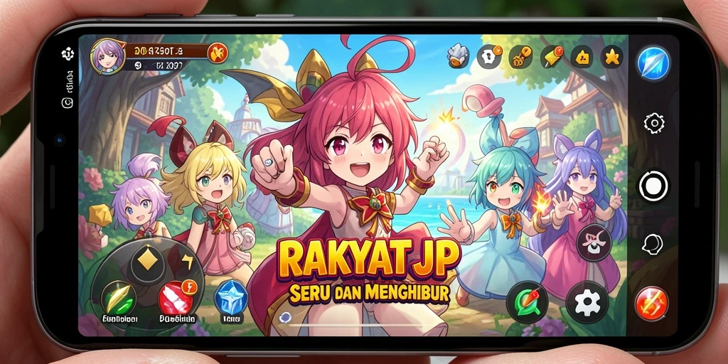 Tampilan gameplay RAKYATJP yang penuh aksi dan karakter Anime menarik.